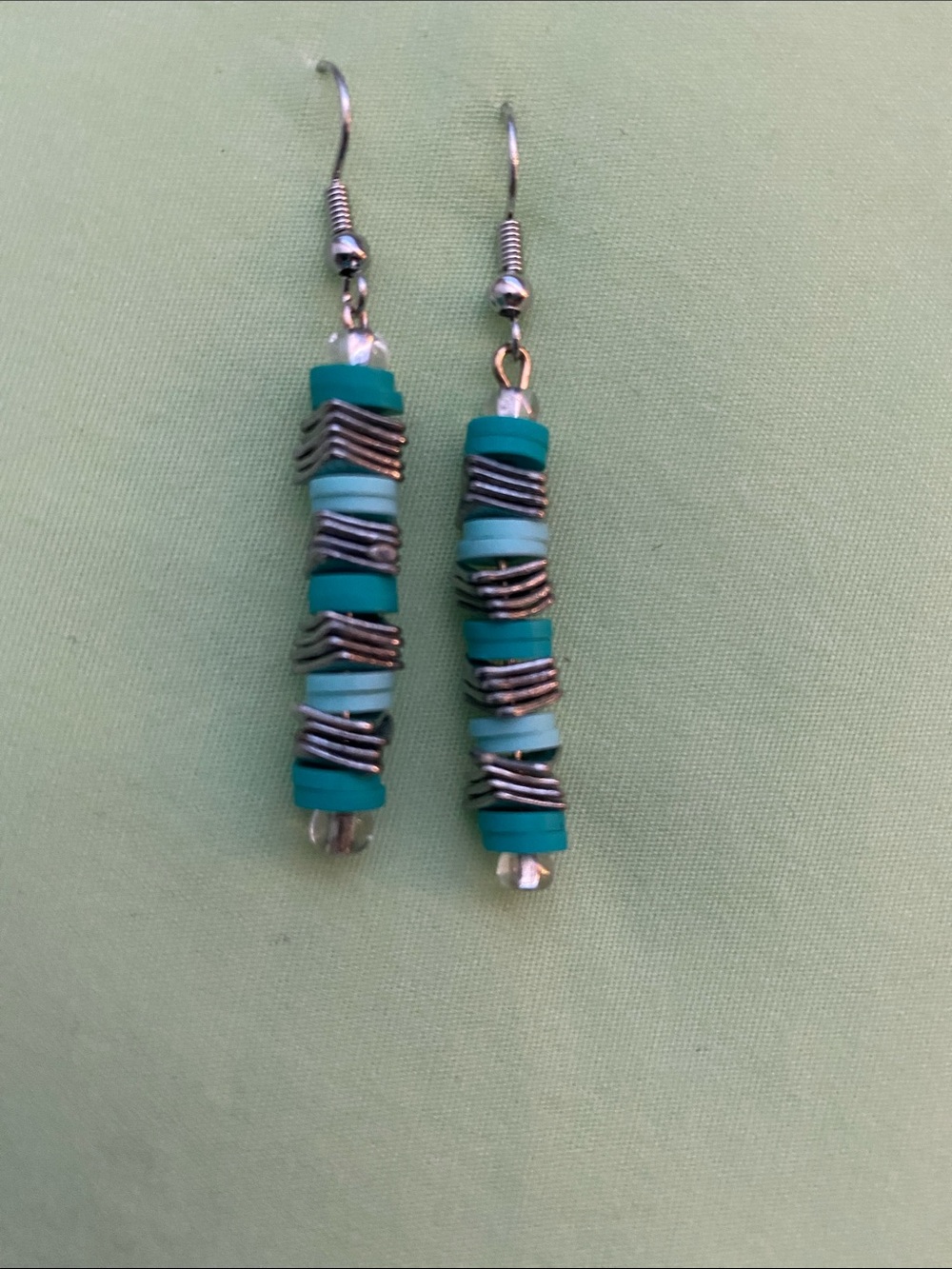 Turquoise Bead Stack Dangle Earrings